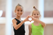 Gymnasts during practice at the training camp in the Academy