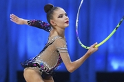 Anastasia Vlasenko during an exercise with a hoop