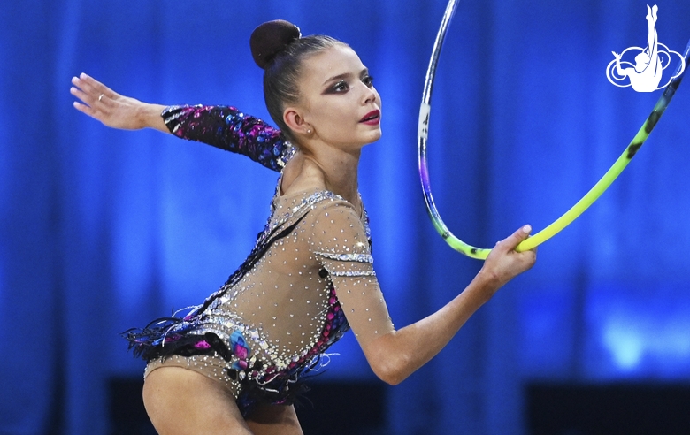 Anastasia Vlasenko during an exercise with a hoop