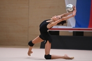 Valeria Medvedeva  during an exercise with a ball during floor testing