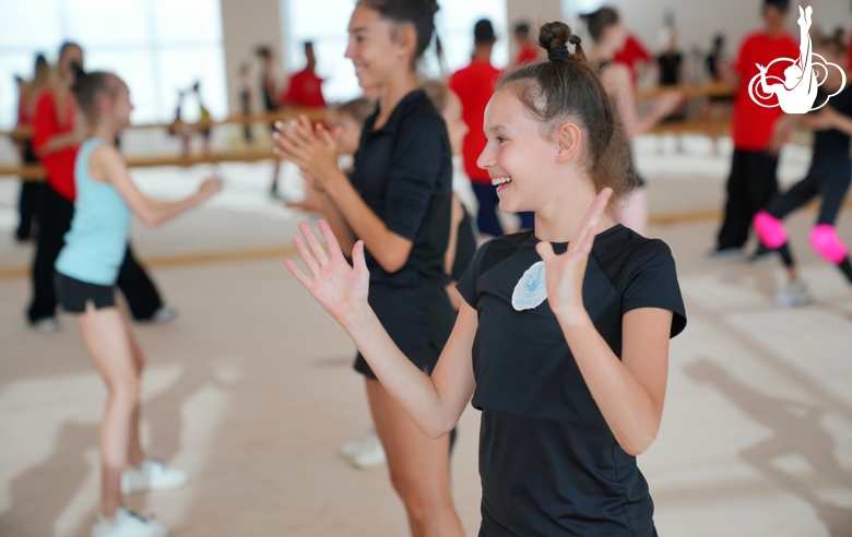 Academy gymnasts during the Alla Dukhova TODES Theater master class