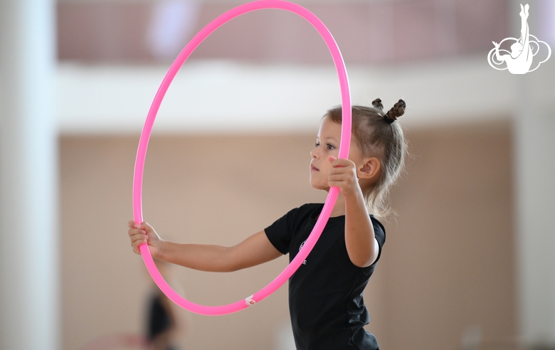 A young gymnast during training