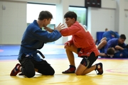 Participants of the training camp during training at the Martial Arts Academy