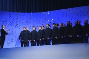 The Sretensky Monastery choir performed a song in Chinese, and St. Petersburg gymnasts from the group team staged a performance