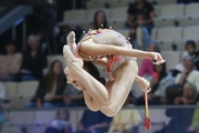 Mariia Borisova (Russia) doing an exercise with clubs