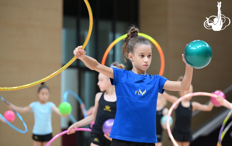 Gymnasts during practice at the training camp in the Academy