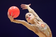 Kristina Voitenko during an exercise with a ball