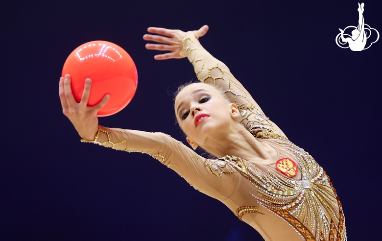 Kristina Voitenko during an exercise with a ball