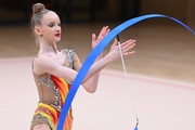 Lada Yakovleva during an exercise with a ribbon at a control training session