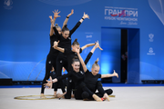 Academy group team during podium training