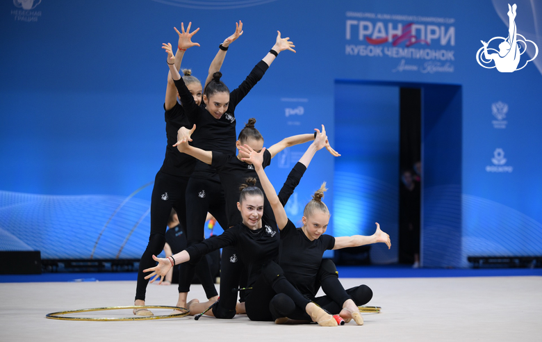 Academy group team during podium training
