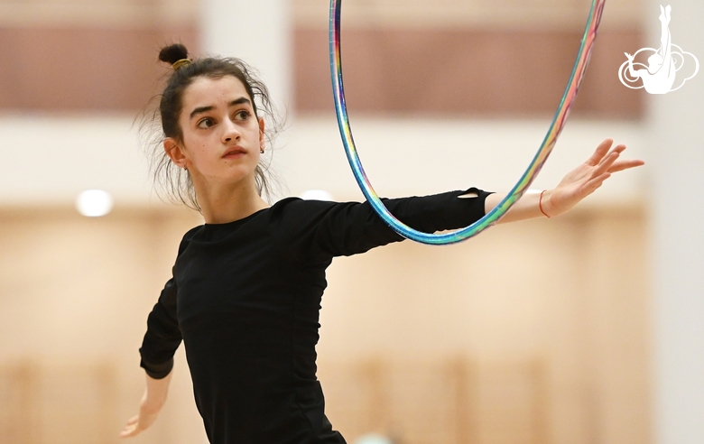 Anna Vakulenko during an exercise with a hoop