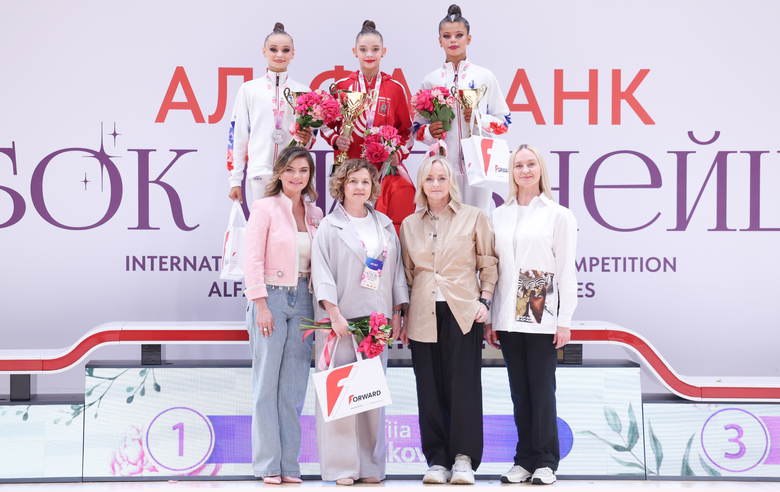 June 18, 2025. Olympic champion Alina Kabaeva during the award ceremony at the stage of the Cup of Strongest at the Academy