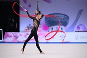 Mariia Borisova during a ribbon exercise