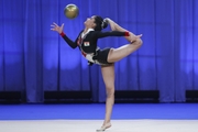 Sanyukta Kale during an exercise with a ball