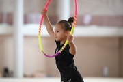 A young gymnast during training
