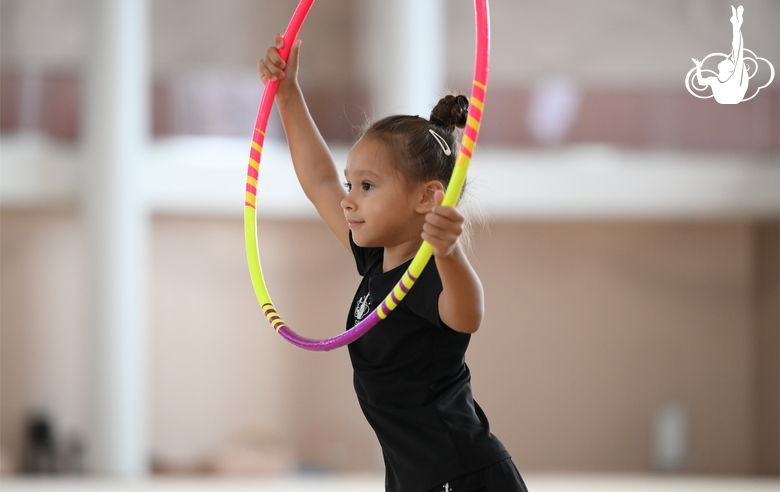 A young gymnast during training