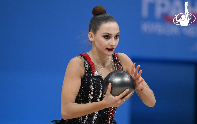 Milena Asriyan during an exercise with a ball