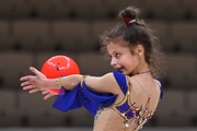 Karolina Tarasova during an exercise with a ball at an assessment training session