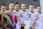 Gymnasts during the award ceremony