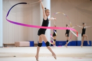 Kristina Voitenko during an exercise with a ribbon