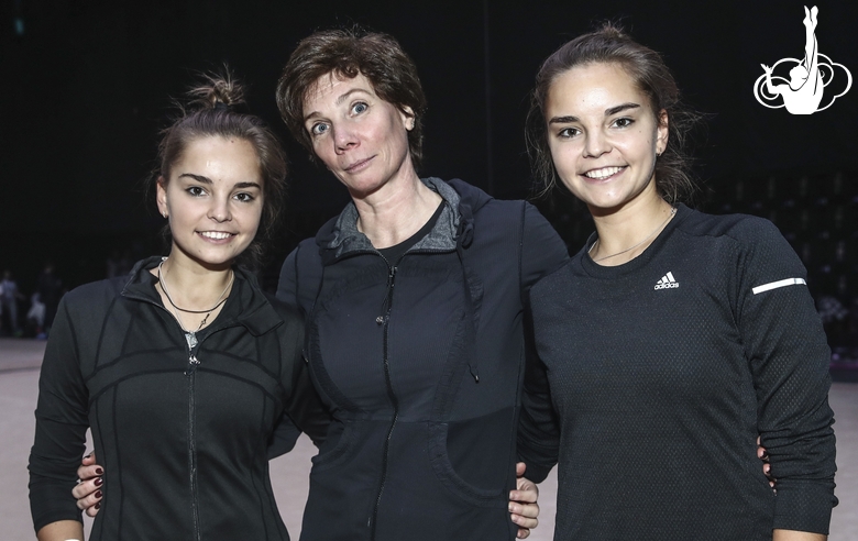 Arina and Dina Averina with Russian national team choreographer Irina Zenovka