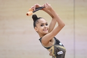 Valeria Medvedeva  during an exercise with clubs