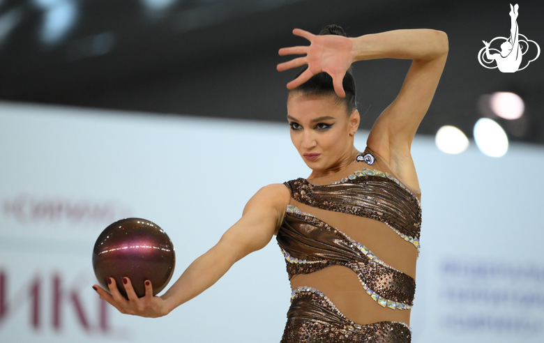 Arina Tkachuk during exercise with ball