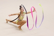 Karolina Tarasova during an exercise with a ribbon