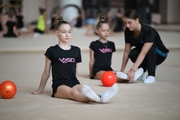 Gymnasts during practice at the training camp in the Academy