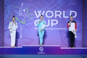 The podium of the hoop final