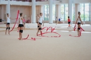 Group team gymnasts during a class with Olympic champion Alina Kabaeva