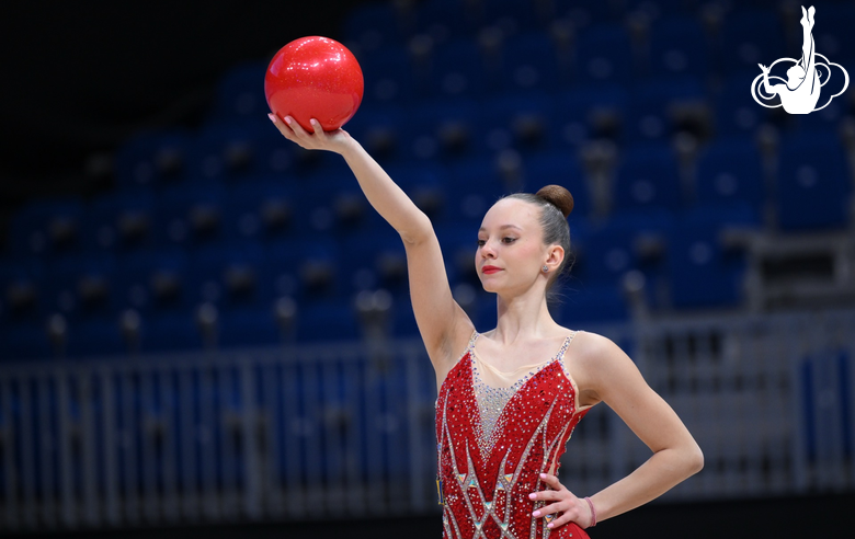 Iva Benic during an exercise with a ball