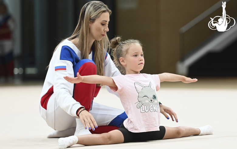 Academy Coach Olga Frolova with a young gymnast during the selection