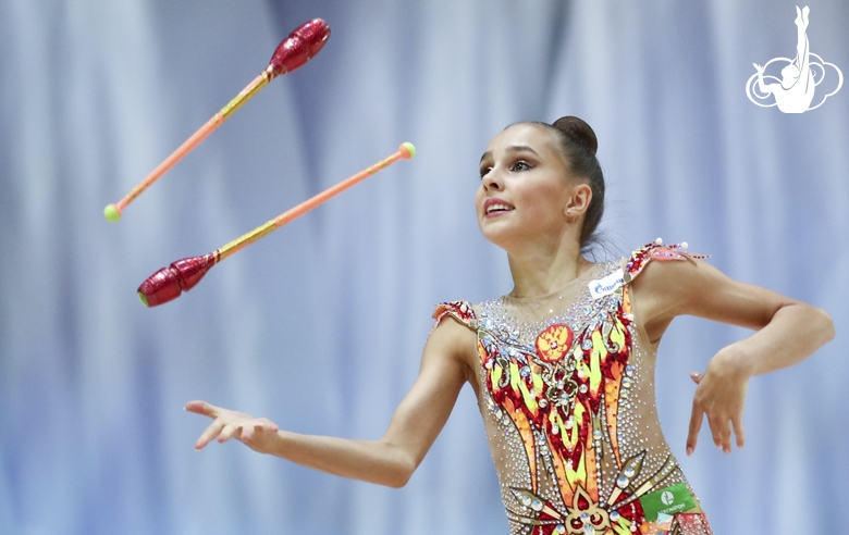 Mariia Borisova (Russia) during the clubs exercise