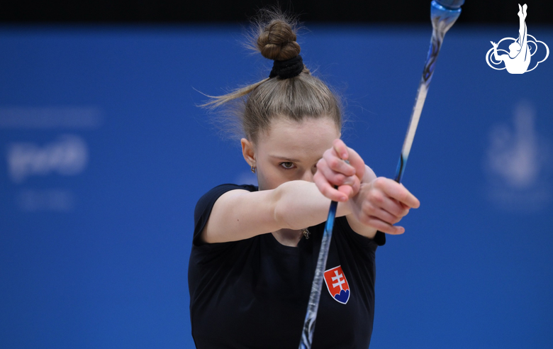 A gymnast during podium training