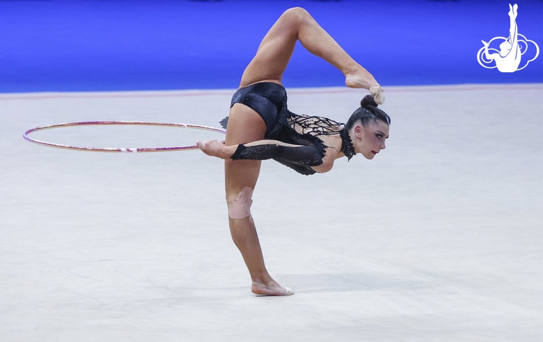 Lala Kramarenko during an exercise with a hoop