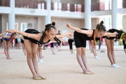 Gymnasts from the Amur Tiger society during training