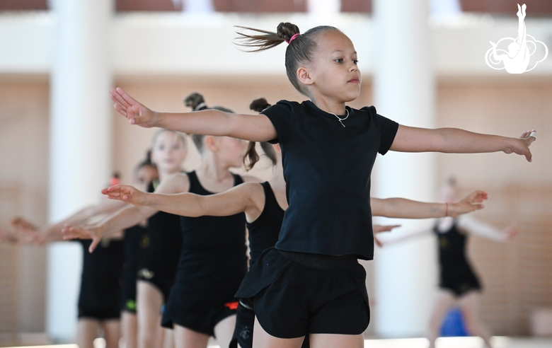 Gymnasts from Belgorod during training