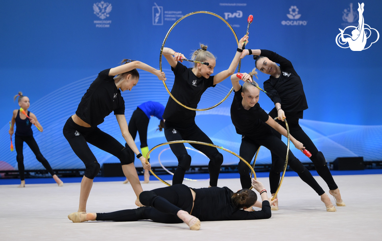 Academy group team during podium training