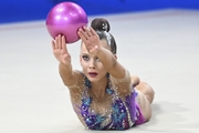 Anastasia Vlasenko during an exercise with a ball