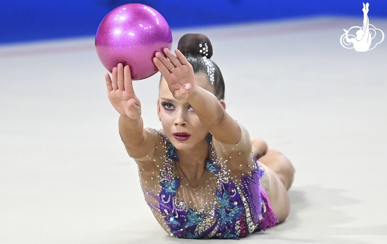 Anastasia Vlasenko during an exercise with a ball