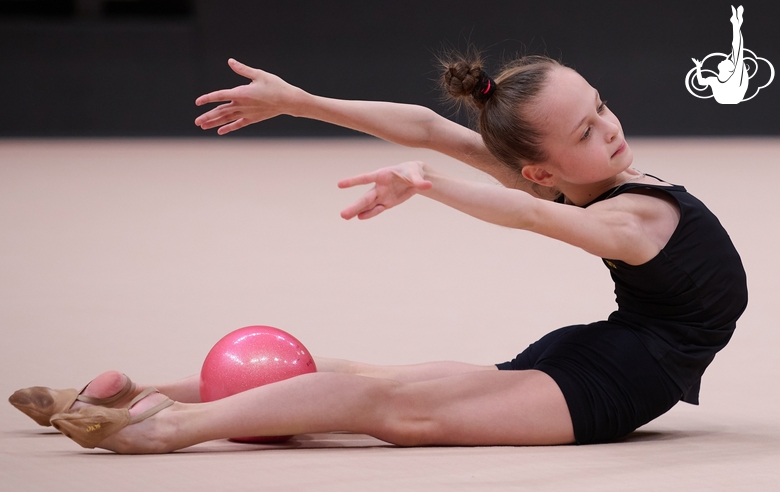 Diana Solosina during an exercise with a ball