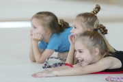 Young gymnasts during the workout