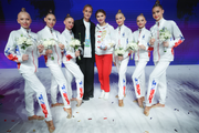November 17, 2025. Olympic champion Alina Kabaeva with coach Anna Ustsova and the Academy group gymnasts at the Sky Grace Cup International Tournament and Beijing Top Open 2025