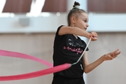 Yana Zaikina during an exercise with a ribbon