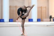 Gymnast Nkenko Sita Davina Chanselvi from the Republic of Congo during the hoop exercise