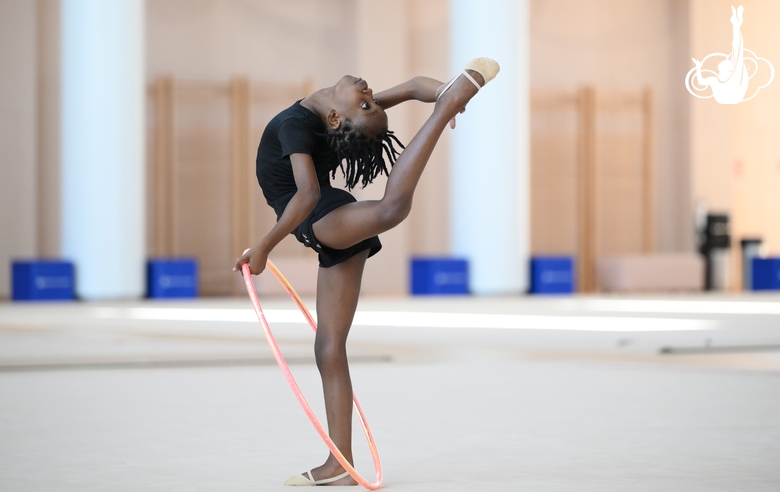 Gymnast Nkenko Sita Davina Chanselvi from the Republic of Congo during the hoop exercise