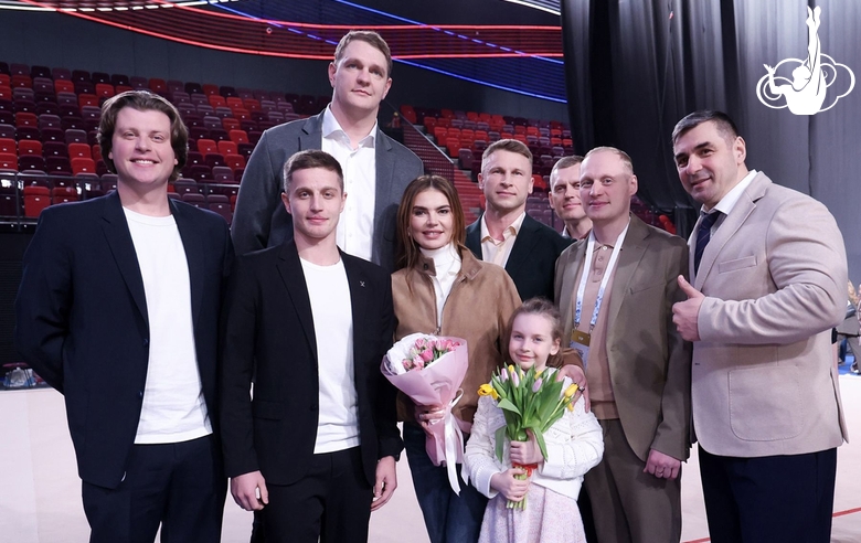 March 6, 2026. Olympic champion Alina Kabaeva with guests of honor Alexander Krasnykh, Ivan Stretovich, Timofey Mozgov, Dmitry Trunenkov, Yury Postrigay and his daughter Sofia, Ilya Zakharov, and Suren Balachinsky