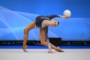 Arina Kovshova during an exercise with a ball